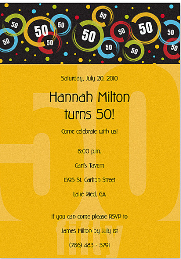 50th birthday party invitations. 50th Birthday Invitation