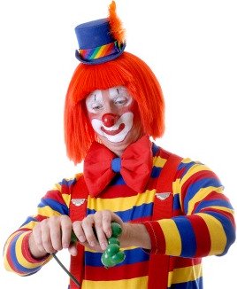 clown making balloon animal